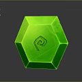 Green Hexagon Decorative Artifact Crafted From Wooden Stone With Surface Emblem