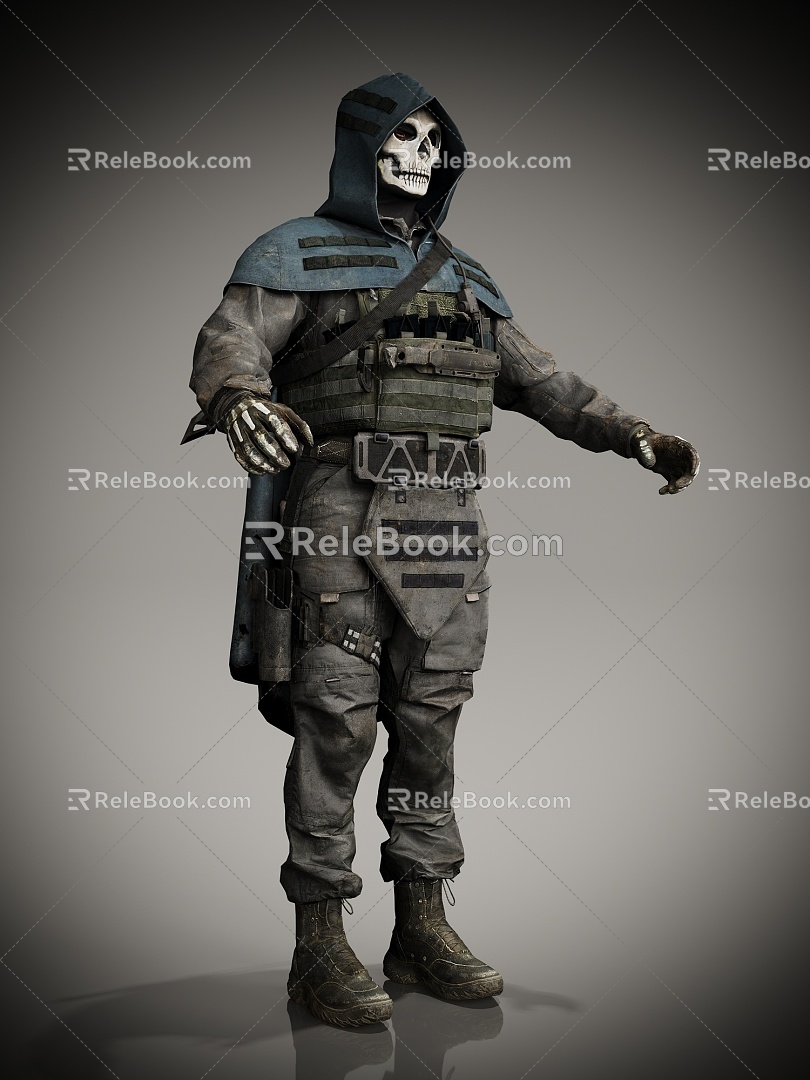 All Saints Skeleton Props Game Character Horror Character Soldier Ghost 3d model