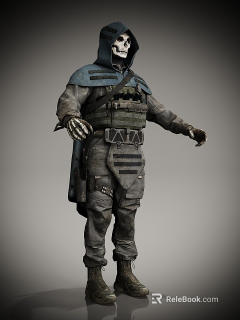 Tactical Military Outfit 3D Character Model With Protective Vest Utility Belt And Gloves 3d model 