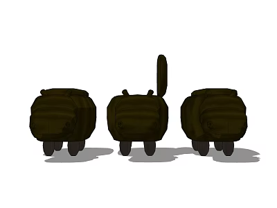 Three Black Stools With One Upright Backrest And Two Folded Backrests Design 3d model