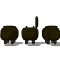 Three Black Stools With One Upright Backrest And Two Folded Backrests Design