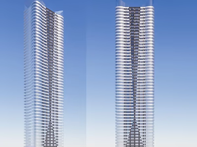 Sleek Modern Skyscrapers With Glass Curtain Walls And Contemporary Design 3d model