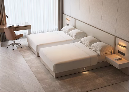 Modern Homestay Hotel Bed Hotel Room Big Bed Room Standard Room Double Room Famous Hostel Single Bed 3d model