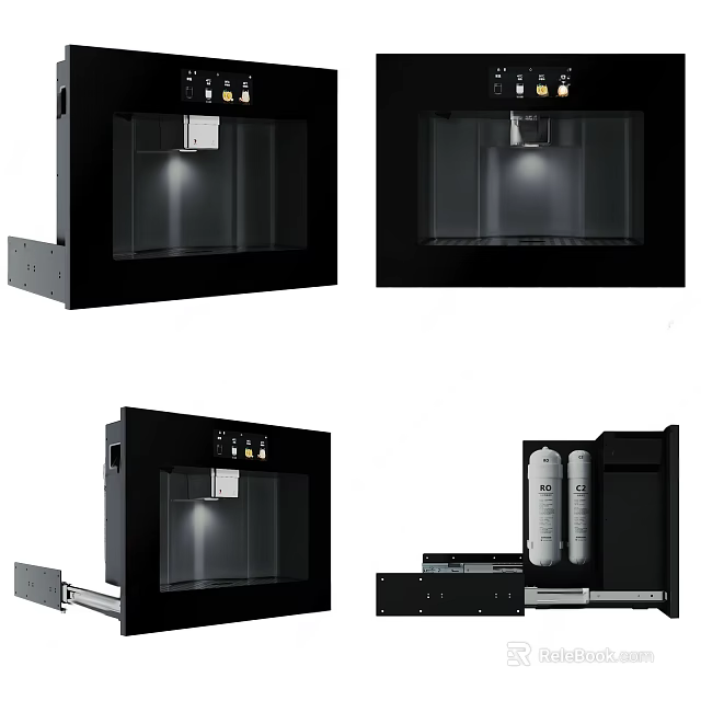 Black Built In Modern Kitchen Appliance With Lighting And Internal Structure 3d model 