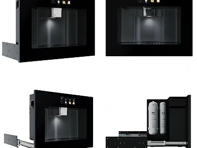 Black Built In Modern Kitchen Appliance With Lighting And Internal Structure 3d model