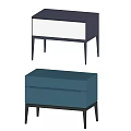 Modern Bedside Tables With Dark Blue And Blue Finish White Panel And Drawer Design