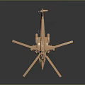 Golden Helicopter Model with Detailed Rotors and Metallic Body on Dark Background