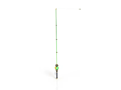 Green Fishing Rod With Reel Line And Extendable Pole For Angling 3d model