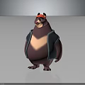 Cartoon Bear Character Wearing Red Cap And Black Vest With Brown Body In Standing Pose 3D Rendering