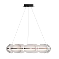 Modern Circular Chandelier With White Translucent Shades And Silver Metallic Frame 3d model