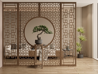 Decorative porch screen partition flower stand 3d model