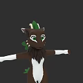 Cute Fantasy Game And Movie Character With Brown White Body Green Horns Leaves