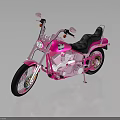 Pink Custom Motorcycle With Black Seat And Chrome Accents On Dark Background