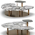 Elegant Contemporary Coffee Table With Marble Pattern Top And Gold Metal Legs