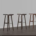 Modern Minimalist Solid Wood Bar Stools In Various Natural Wood Tones For Home Bar Use