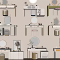 Modern Dressing Table Cream Style Dressing Table Makeup Table Makeup Stool Cosmetics 3d model