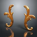 Elegant Golden Carved Furniture Decorative Ornaments With Intricate Curved Patterns