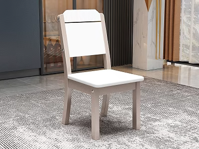 White Dining Chair With Wooden Frame And Modern Sleek Design For Home Interior 3d model
