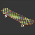 Colorful Checkered Skateboard Deck Design With White Wheels And Smooth Surface