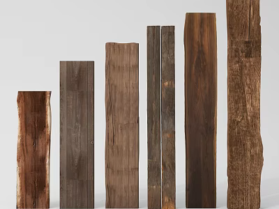 Various Wooden Decorative Pillars With Natural Textures And Different Heights 3d model
