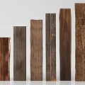 Various Wooden Decorative Pillars With Natural Textures And Different Heights