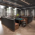 Stylish Modern Hot Pot Restaurant Interior With Dining Tables Leather Seats And Decorative Plants
