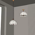 Elegant White Lace Shade Pendant Light With Gold Base Hanging In Room