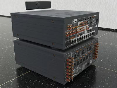 Two Black Stacked Household Electrical Appliances With Multiple Interfaces And Control Buttons 3d model