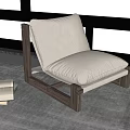 Comfortable Lounge Chair Wooden Frame Light Gray Cushion On Soft Rug With Books Near Blinds