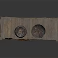 Rustic Wooden Shelf With Multi Layers Storage Baskets Barrel Box And Red Fruits