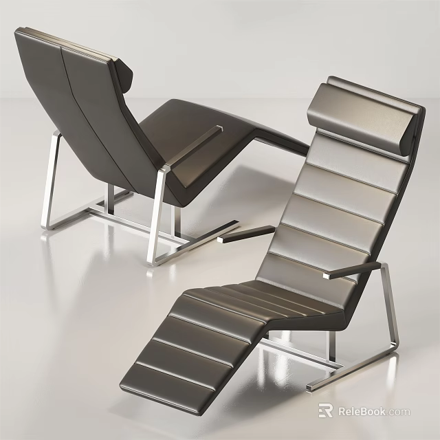 Modern Leather Lounge Chair With Sleek Metal Frame And Clean Lines Design 3d model 