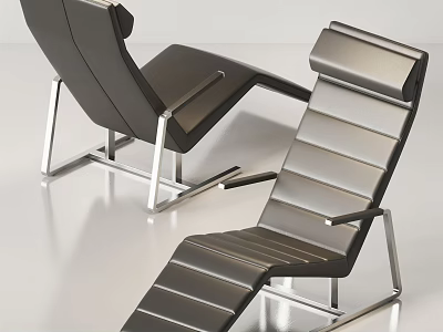 Modern Leather Lounge Chair With Sleek Metal Frame And Clean Lines Design 3d model