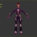Sci Fi Character And Futuristic Creature In Blue Gold Armor Standing Pose Detailed Design