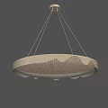 Modern Round Chandelier With White Wavy Edge Shade And Minimalist Design