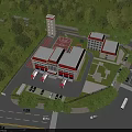 Aerial View Planning of Modern Buildings With Greenery Roads and Basketball Court