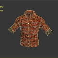 Long Sleeve Red Plaid Shirt with Rolled Cuffs and Casual Design