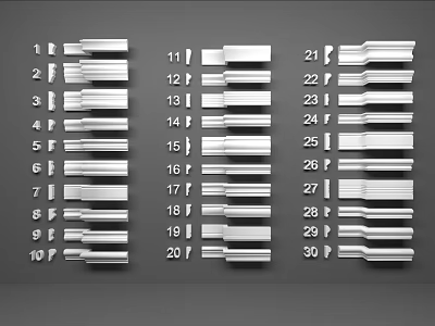 European French retro plaster line construction corner line 3d model