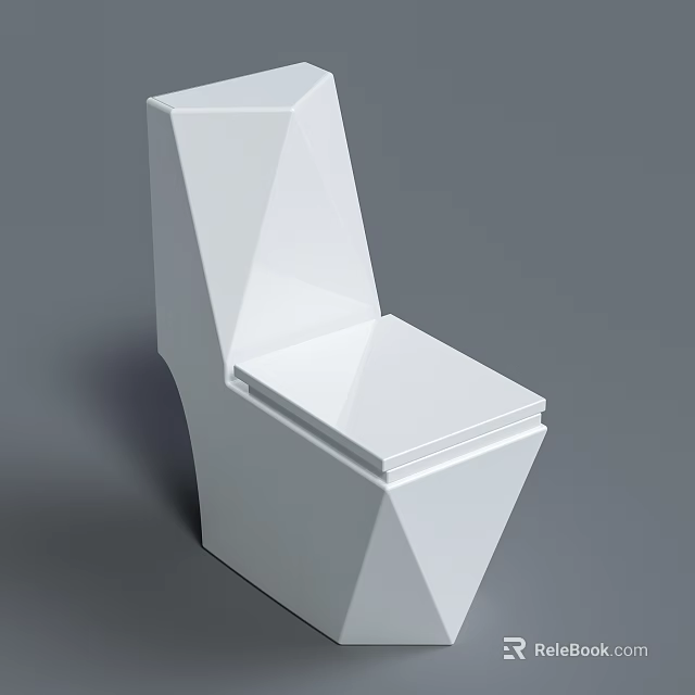 Modern Geometric Toilet Design With Sleek White Finish And Contemporary Style 3d model 