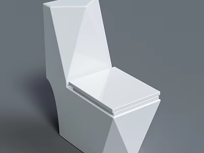 Modern Geometric Toilet Design With Sleek White Finish And Contemporary Style 3d model