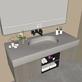 Bright Modern Bathroom Vanity With Large Mirror White Countertop Open Storage And Natural Light