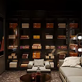 Elegant Hotel Lobby With Large Screen Wooden Storage Boxes And Cozy Sofa