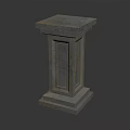 Architectural Gray Stone Pillar With Square Top And Textured Base Design
