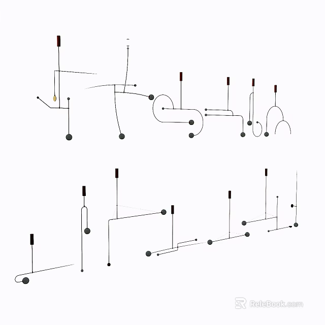 Stylish Modern Chandeliers With Various Designs Different Shapes And Minimalist Elements 3d model 