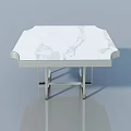Sleek Swing Door With White Marble Surface And Metal Frame Structure
