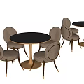 Elegant Round Dining Table Set With Upholstered Chairs And Metal Legs 3d model