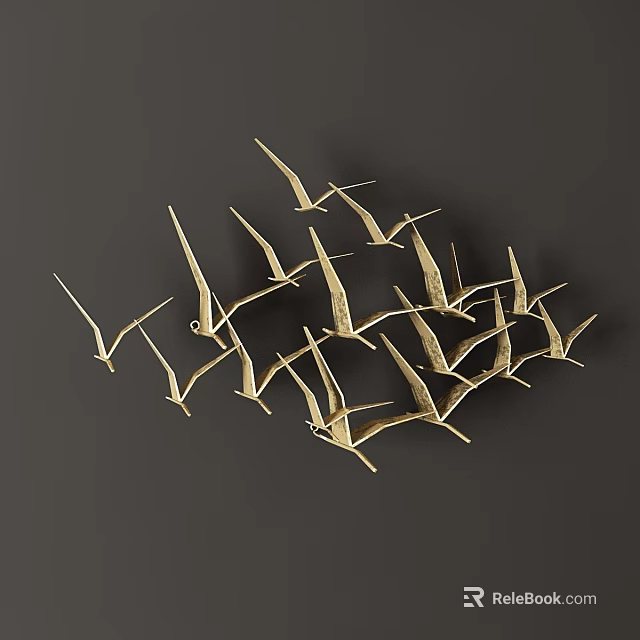 Stylish Golden Bird Shaped Wall Decor for Dark Home Background Interior 3d model 