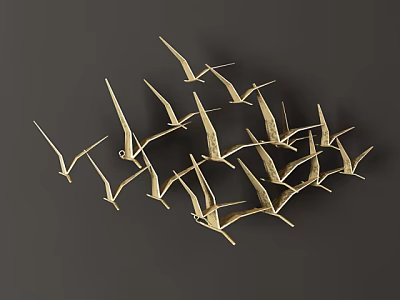 Stylish Golden Bird Shaped Wall Decor for Dark Home Background Interior 3d model