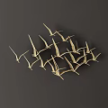 Stylish Golden Bird Shaped Wall Decor for Dark Home Background Interior 3d model
