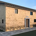 Traditional Chinese Rural Building With Earthen Wall Tile Roof And Wooden Door