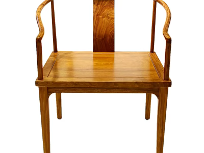 Classic Solid Wood Armchair With Curved Armrests And Natural Wood Grain 3d model